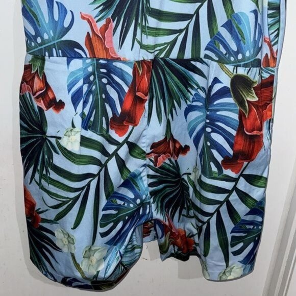 Mens Tropical Short-Sleeve Zippered Romper 2XL Cotton & Spandex Pre-Shrunk Flora - Picture 7 of 11